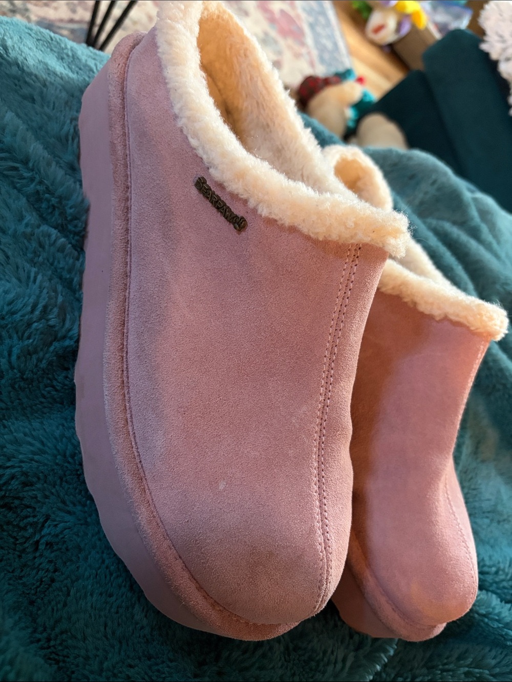 Bearpaws leather Punk Shearling-Lined Platform Women's Slippers size 11